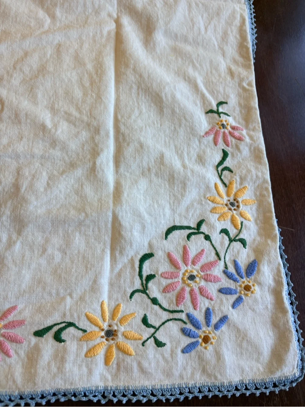 Handmade Embroidered Floral Tablecloth